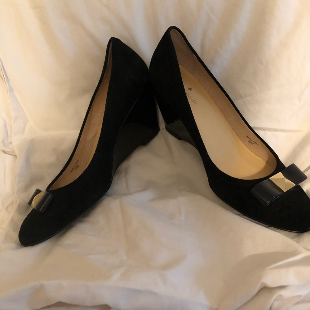Kate spade black suede wedges